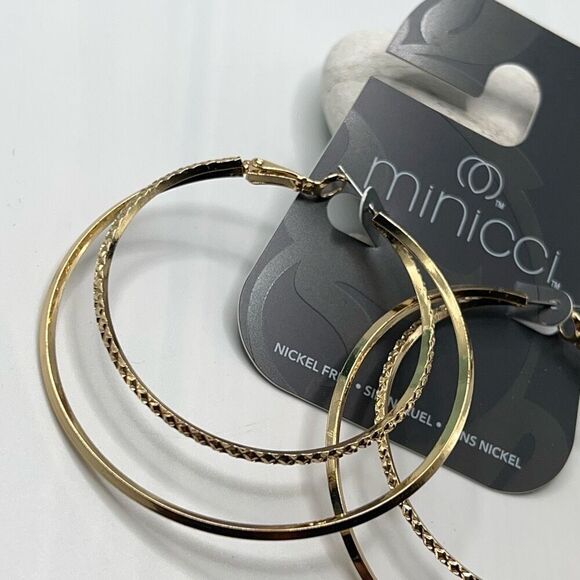 Minicci Gold Double Hoop Oversize  Earrings $16ea / 3 for $25 - Picture 6 of 6